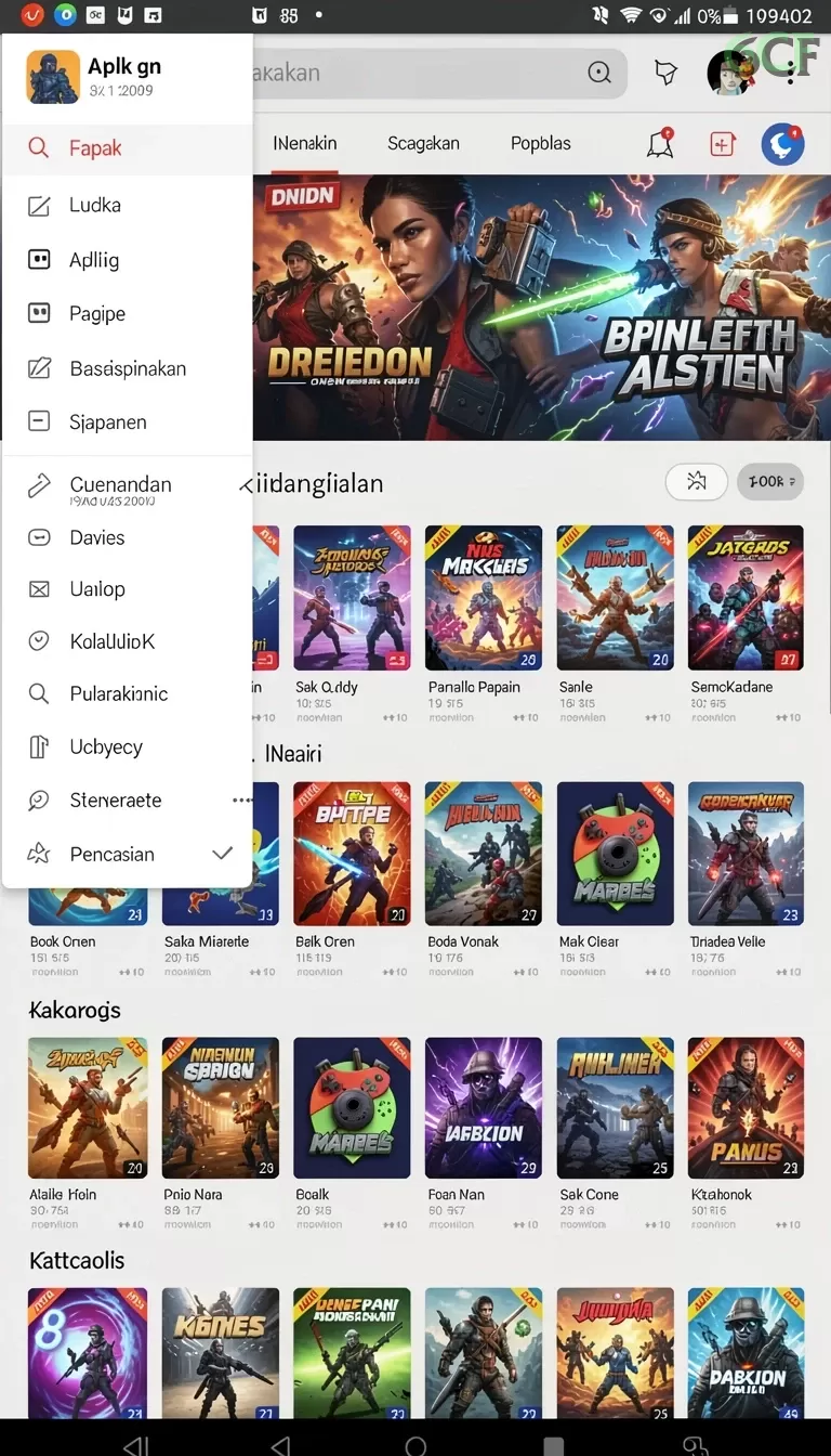 Cuplikan layar LATOTO — menu navigasi
